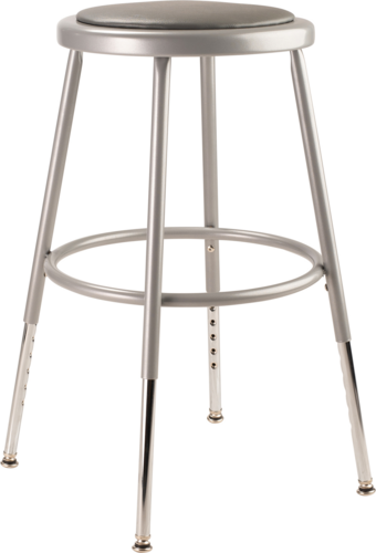 National Public Seating 6418H Round Backless Stool w/ Gray Vinyl Padded Seat, Gray-cityfoodequipment.com
