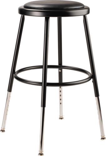 National Public Seating 6418H-10 Round Backless Stool w/ Black Vinyl Padded Seat, Black-cityfoodequipment.com