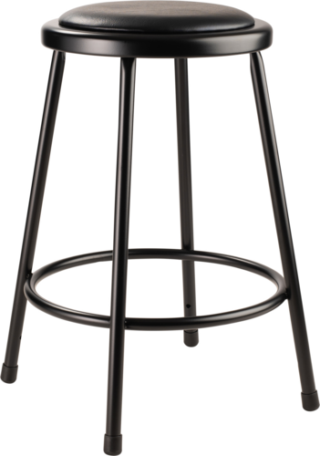 National Public Seating 6424-10 Round Backless Stool w/ Black Vinyl Padded Seat, Black-cityfoodequipment.com