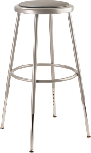 National Public Seating 6424H Round Backless Stool w/ Gray Vinyl Padded Seat, Gray-cityfoodequipment.com