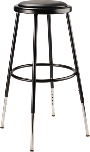 National Public Seating 6424H-10 Round Backless Stool w/ Black Vinyl Padded Seat, Black-cityfoodequipment.com