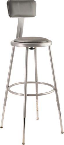 National Public Seating 6424HB Round Stool w/ Gray Vinyl Padded Back & Gray Vinyl Padded Seat, Gray-cityfoodequipment.com