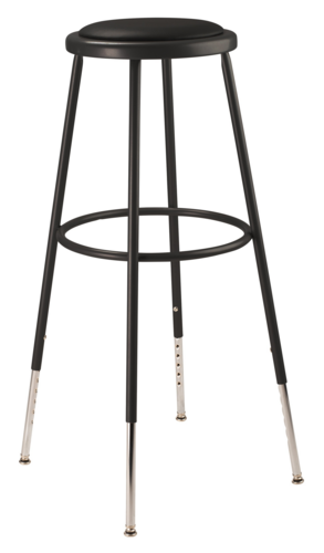 National Public Seating 6430H-10 Round Backless Stool w/ Black Vinyl Padded Seat, Black-cityfoodequipment.com