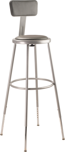 National Public Seating 6430HB Round Stool w/ Gray Vinyl Padded Back & Gray Vinyl Padded Seat, Gray-cityfoodequipment.com