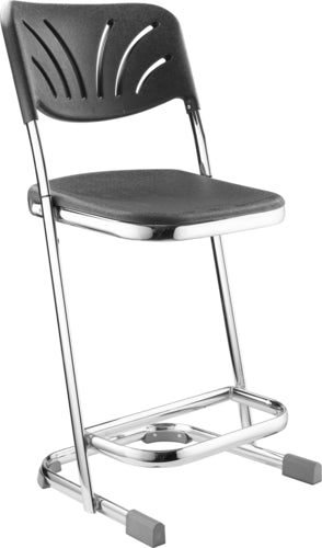 National Public Seating 6622B Elephant Z Stool w/ Black Plastic Back & Black Plastic Seat, Chrome-cityfoodequipment.com