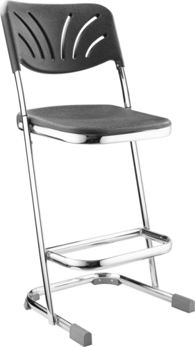 National Public Seating 6624B Elephant Z Stool w/ Black Plastic Back & Black Plastic Seat, Chrome-cityfoodequipment.com