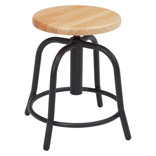 National Public Seating 6800W-10 Round Backless Swivel Stool w/ Wood Seat, Black-cityfoodequipment.com