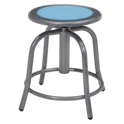 National Public Seating 6805-02 Round Backless Swivel Stool w/ Blueberry Steel Seat, Gray-cityfoodequipment.com