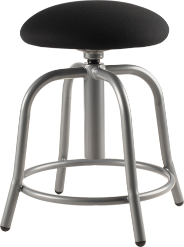 National Public Seating 6810S-02 Round Backless Swivel Stool w/ Black Fabric Cushion Seat, Gray-cityfoodequipment.com