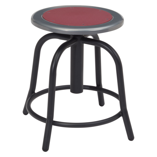 National Public Seating 6818-10 Round Backless Swivel Stool w/ Burgundy Steel Seat, Black-cityfoodequipment.com