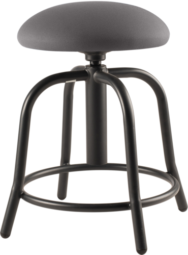 National Public Seating 6820S-10 Round Backless Swivel Stool w/ Charcoal Fabric Cushion Seat, Black-cityfoodequipment.com