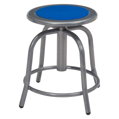 National Public Seating 6825-02 Round Backless Swivel Stool w/ Persian Blue Steel Seat, Gray-cityfoodequipment.com