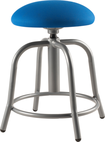 National Public Seating 6825S-02 Round Backless Swivel Stool w/ Cobalt Blue Fabric Seat, Gray-cityfoodequipment.com