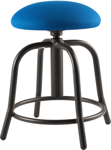 National Public Seating 6825S-10 Round Backless Swivel Stool w/ Cobalt Blue Fabric Seat, Black-cityfoodequipment.com