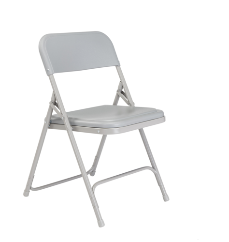 National Public Seating 802 Folding Chair w/ Gray Plastic Back & Seat - Steel Frame, Gray-cityfoodequipment.com