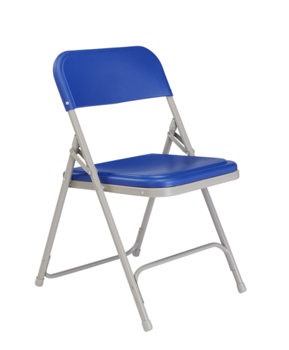 National Public Seating 805 Folding Chair w/ Blue Plastic Back & Seat - Steel Frame, Gray-cityfoodequipment.com