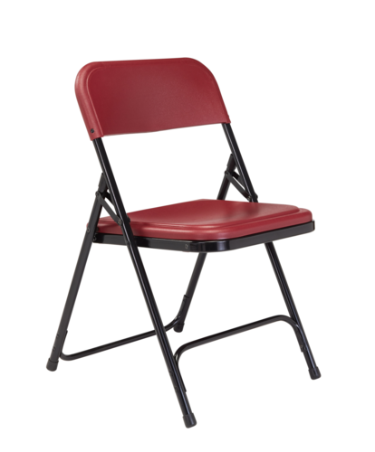 National Public Seating 818 Folding Chair w/ Black Plastic Back & Seat - Steel Frame, Black-cityfoodequipment.com