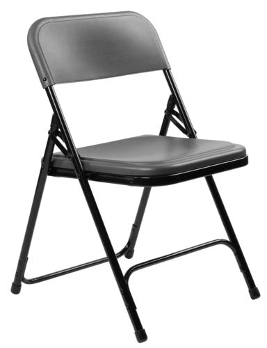National Public Seating 820 Folding Chair w/ Charcoal Plastic Back & Seat - Steel Frame, Black-cityfoodequipment.com