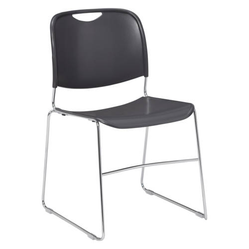 National Public Seating 8502 Stacking Chair w/ Gunmetal Gray Plastic Back & Seat - Chrome Plated Frame-cityfoodequipment.com