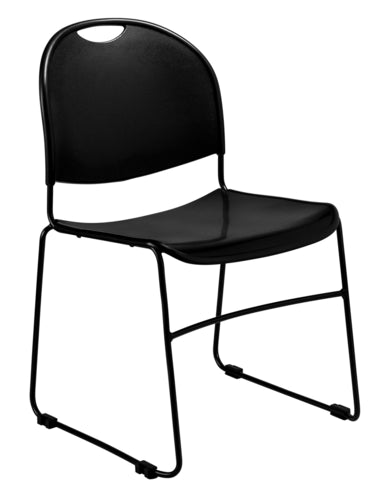 National Public Seating 850-CL Stacking Chair w/ Black Plastic Back & Seat - Steel Frame, Black-cityfoodequipment.com