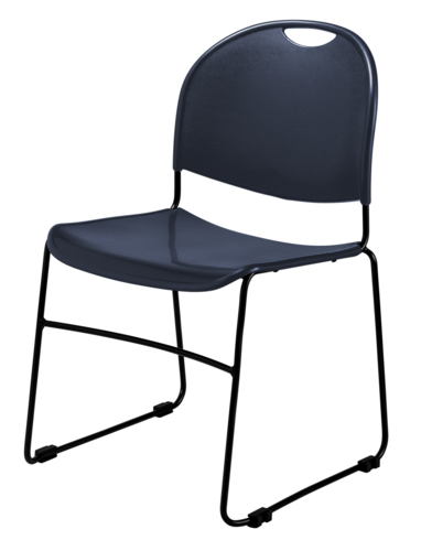 National Public Seating 855-CL Stacking Chair w/ Navy Blue Plastic Back & Seat - Steel Frame, Black-cityfoodequipment.com
