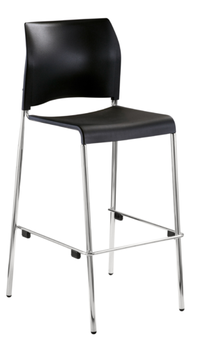 National Public Seating 8810B-11-10 Bar Stool w/ Black Plastic Back & Black Plastic Seat, Silver-cityfoodequipment.com