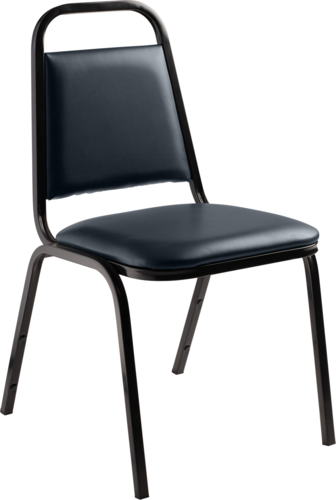 National Public Seating 9104-B Stacking Chair w/ Midnight Blue Vinyl Back & Seat - Steel Frame, Black-cityfoodequipment.com