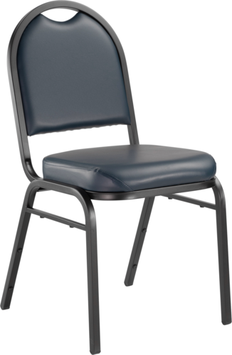 National Public Seating 9204-BT Stacking Chair w/ Midnight Blue Vinyl Back & Seat - Steel Frame, Black-cityfoodequipment.com
