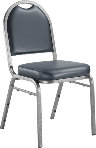 National Public Seating 9204-SV Stacking Chair w/ Midnight Blue Vinyl Back & Seat - Steel Frame, Silver Vein-cityfoodequipment.com