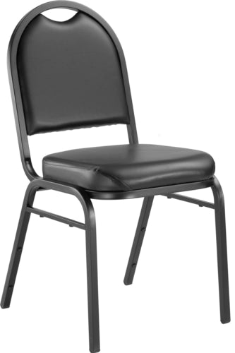 National Public Seating 9210-BT Stacking Chair w/ Panther Black Vinyl Back & Seat - Steel Frame, Black-cityfoodequipment.com