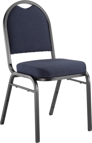 National Public Seating 9254-BT Stacking Chair w/ Midnight Blue Fabric Back & Seat - Steel Frame, Black-cityfoodequipment.com