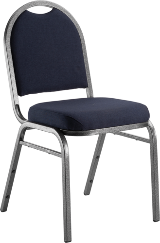 National Public Seating 9254-SV Stacking Chair w/ Midnight Blue Fabric Back & Seat - Steel Frame, Silver Vein-cityfoodequipment.com