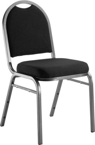 National Public Seating 9260-SV Stacking Chair w/ Ebony Black Fabric Back & Seat - Steel Frame, Silver Vein-cityfoodequipment.com