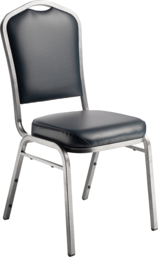 National Public Seating 9304-SV Stacking Chair w/ Midnight Blue Vinyl Back & Seat - Steel Frame, Silver Vein-cityfoodequipment.com