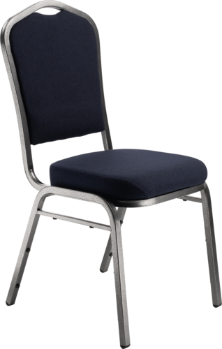 National Public Seating 9354-SV Stacking Chair w/ Midnight Blue Fabric Back & Seat - Steel Frame, Silver Vein-cityfoodequipment.com