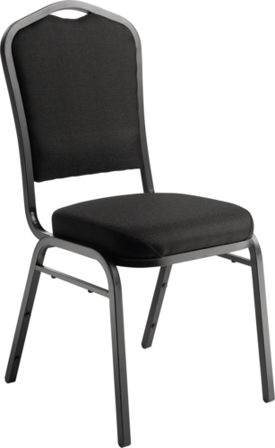 National Public Seating 9360-BT Stacking Chair w/ Ebony Black Fabric Back & Seat - Steel Frame, Black-cityfoodequipment.com