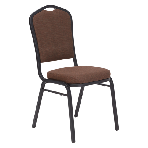 National Public Seating 9361-BT Stacking Chair w/ Natural Chocolatier Fabric Back & Seat - Steel Frame, Black-cityfoodequipment.com