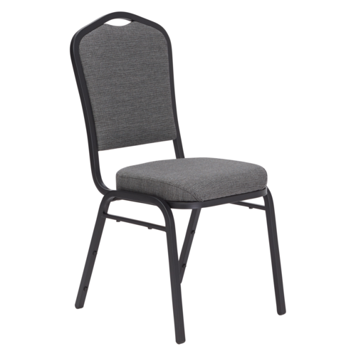 National Public Seating 9362-BT Stacking Chair w/ Natural Graystone Fabric Back & Seat - Steel Frame, Black-cityfoodequipment.com