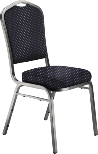 National Public Seating 9364-SV Stacking Chair w/ Diamond Pattern Navy Fabric Back & Seat - Steel Frame, Silver Vein-cityfoodequipment.com