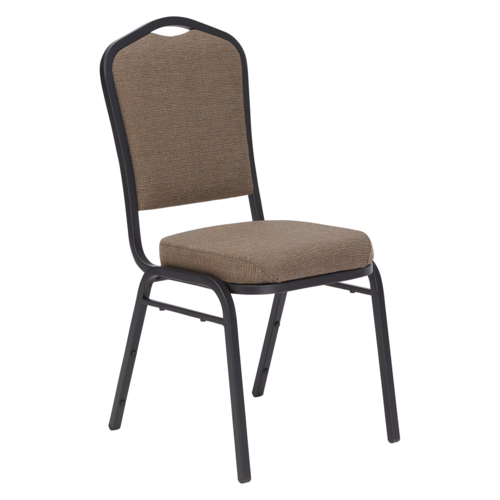National Public Seating 9378-BT Stacking Chair w/ Natural Taupe Fabric Back & Seat - Steel Frame, Black-cityfoodequipment.com