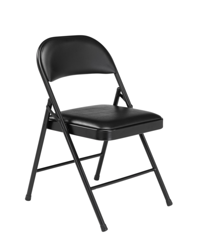 National Public Seating 950 Folding Chair w/ Black Vinyl Back & Seat - Steel Frame, Black-cityfoodequipment.com