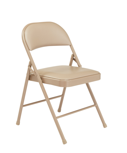 National Public Seating 951 Folding Chair w/ Beige Vinyl Back & Seat - Steel Frame, Beige-cityfoodequipment.com