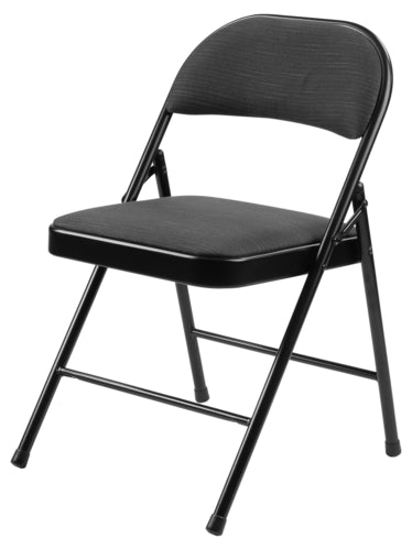 National Public Seating 970 Folding Chair w/ Star Trail Black Fabric Back & Seat - Steel Frame, Black-cityfoodequipment.com