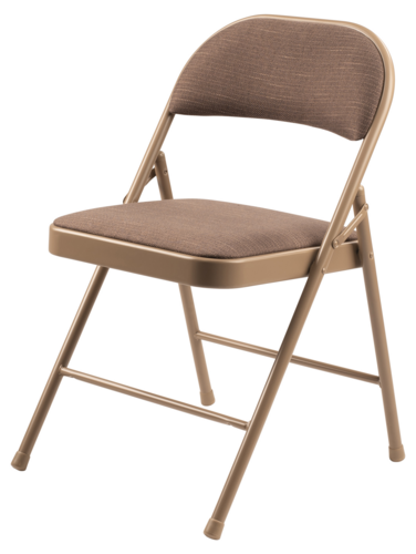 National Public Seating 973 Folding Chair w/ Star Trail Brown Fabric Back & Seat - Steel Frame, Beige-cityfoodequipment.com