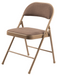 National Public Seating 973 Folding Chair w/ Star Trail Brown Fabric Back & Seat - Steel Frame, Beige-cityfoodequipment.com