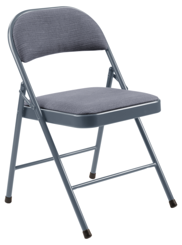 National Public Seating 974 Folding Chair w/ Star Trail Blue Fabric Back & Seat - Steel Frame, Navy Blue-cityfoodequipment.com