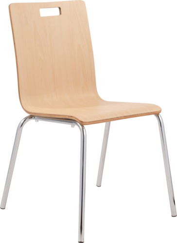 National Public Seating BCC22 Caf? Chair w/ Natural Wood Back & Seat - Steel Frame, Silver-cityfoodequipment.com