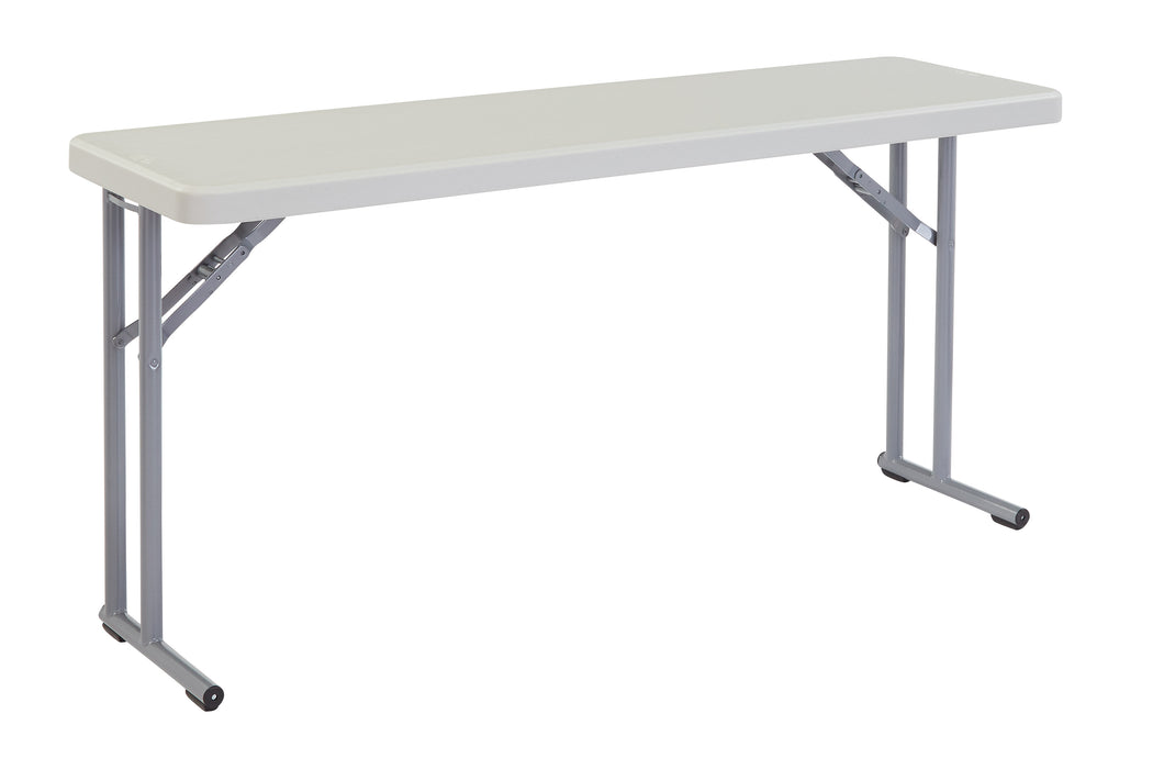 National Public Seating BT1860 Folding Table w/ Speckled Gray Plastic Top & Gray Steel Frame - 60"L x 18"W x 29 1/2"H-cityfoodequipment.com