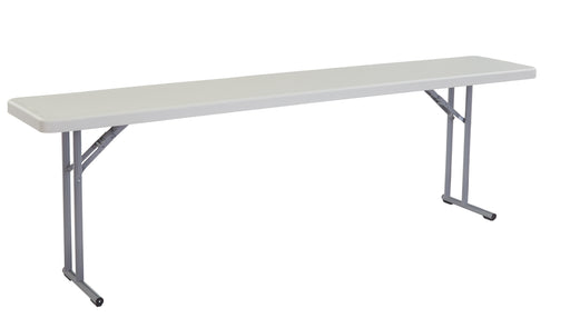 National Public Seating BT1896 Folding Table w/ Speckled Gray Plastic Top & Gray Steel Frame - 96"L x 18"W x 29 1/2"H-cityfoodequipment.com