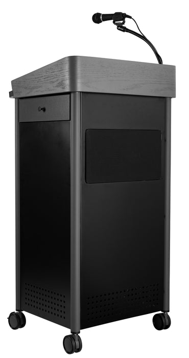 National Public Seating GSL-S Floor Lectern W/ (3) Shelves - 23 1/2" X 19 1/4" X 45 1/2", Steel, Charcoal-cityfoodequipment.com